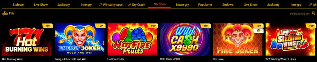 Wybór gier w kasynie Spinamba